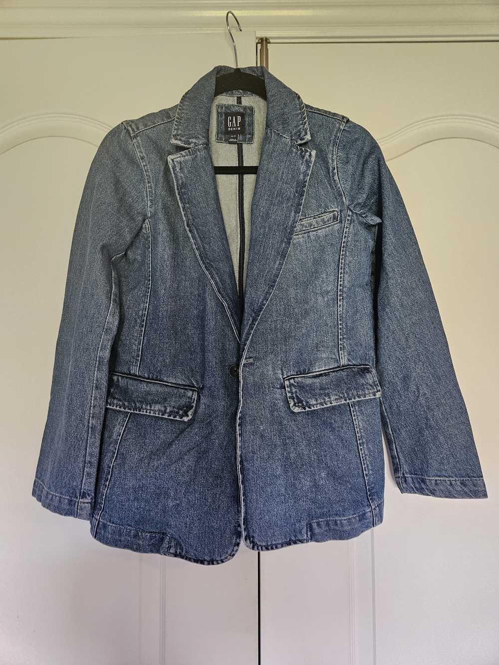 GAP Denim Blazer Jacket in Faded Indigo